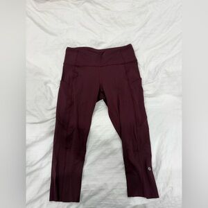 Burgundy Lululemon High-Waisted Leggings